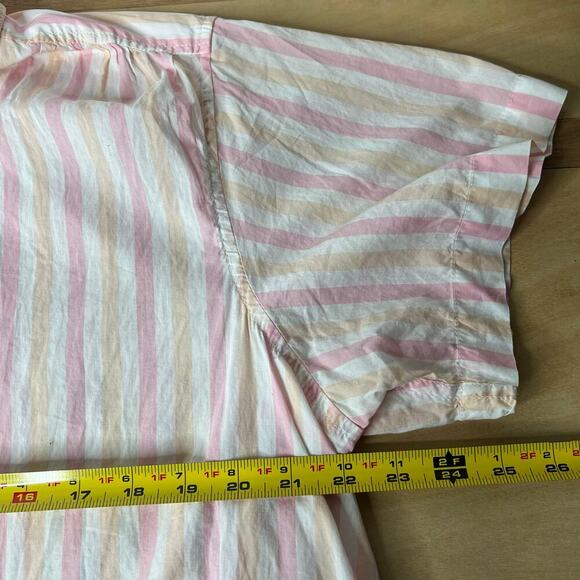 J. Crew women's Soft Pink Striped Camp Shirt Short Sleeve Button Up Plus Size 18 - Picture 8 of 8